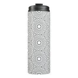 Termo Diseño de mandala abstracto en blanco y negro sin