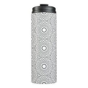 Termo Diseño de mandala abstracto en blanco y negro sin 