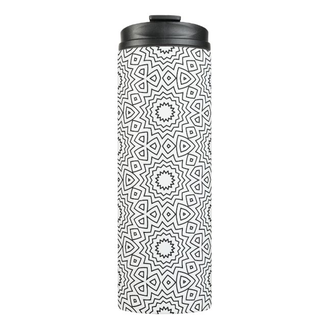 Termo Diseño de mandala abstracto en blanco y negro sin  (Anverso)