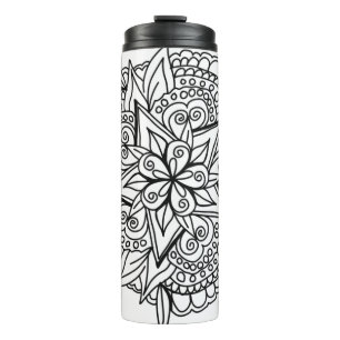 Termo Diseño de mandala de dibujo fresco