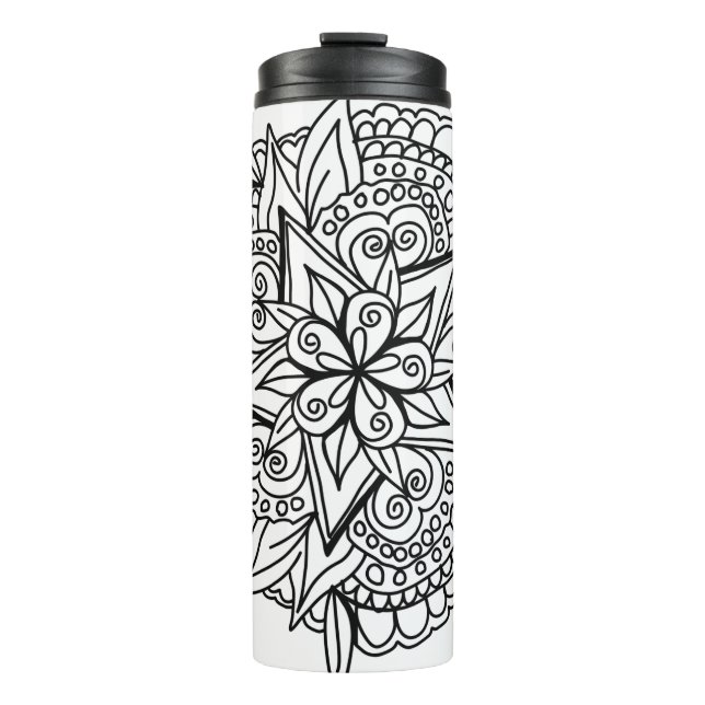 Termo Diseño de mandala de dibujo fresco (Anverso)