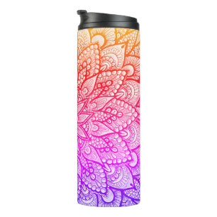 Termo Diseño de Mandala Dibujado a Mano en Color