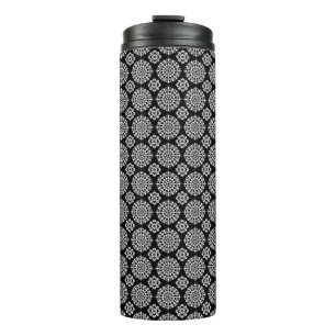 Termo Diseño de Mandala en Blanco y Negro