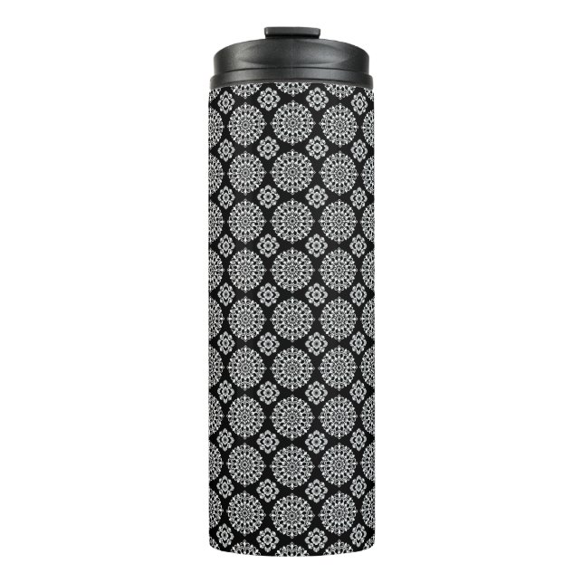 Termo Diseño de Mandala en Blanco y Negro (Anverso)