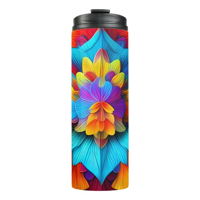 Termo Diseño de Mandala floral colorida (Anverso)