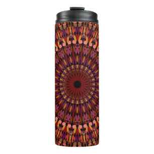 Termo Diseño de Mandala Marrón Floral