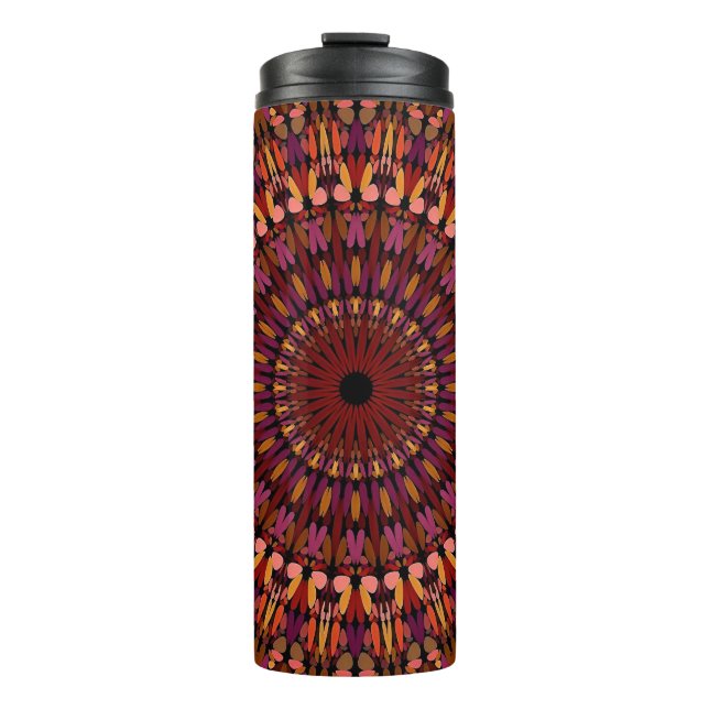 Termo Diseño de Mandala Marrón Floral (Anverso)