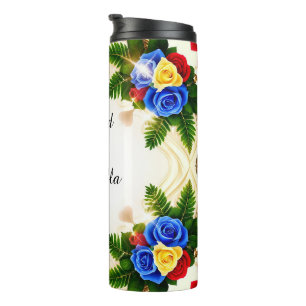Termo Diseño de marco floral vibrante