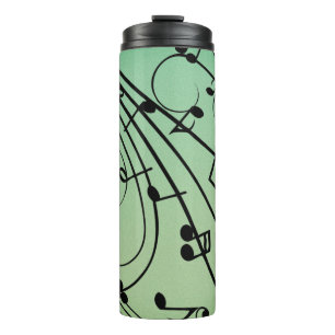 Termo Diseño de música verde notas elegantes