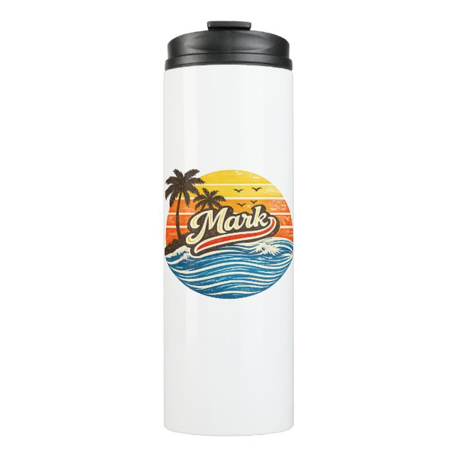 Termo Diseño de nombre al atardecer retro Mark (Anverso)