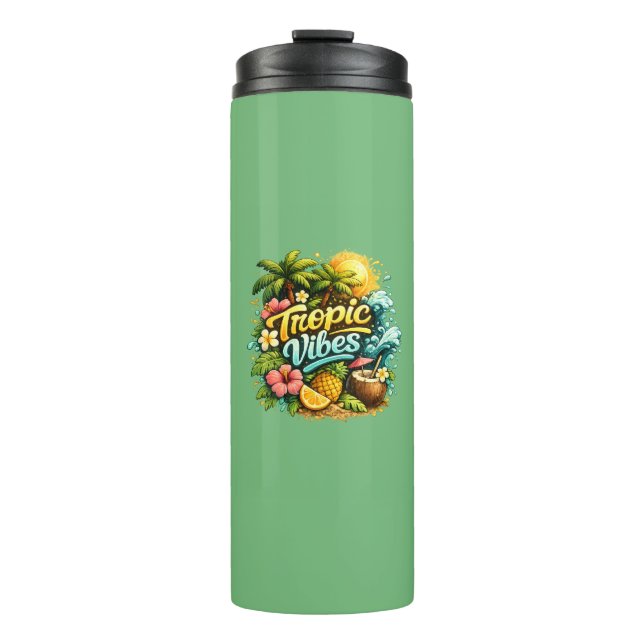 Termo Diseño de Paraíso Tropical Vibes Tropicales (Anverso)