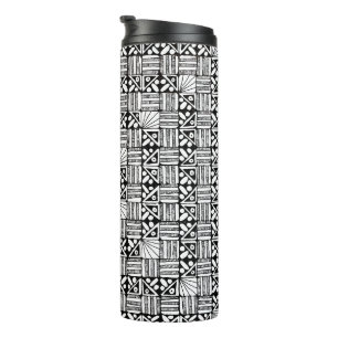 Termo Diseño de patrón de cuadros y rayas en blanco y ne