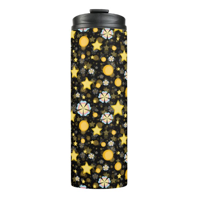 Termo Diseño de patrón de flores estrellas sol brilla (Anverso)