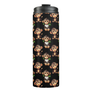 Termo Diseño de patrón de mono negro 