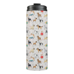 Termo Diseño de patrón de perros pequeños blanco