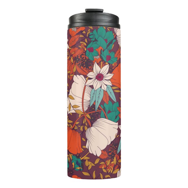 Termo Diseño de patrones impecable con flores dibujadas  (Anverso)