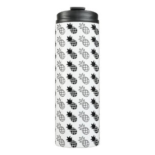 Termo diseño de piña en blanco y negro