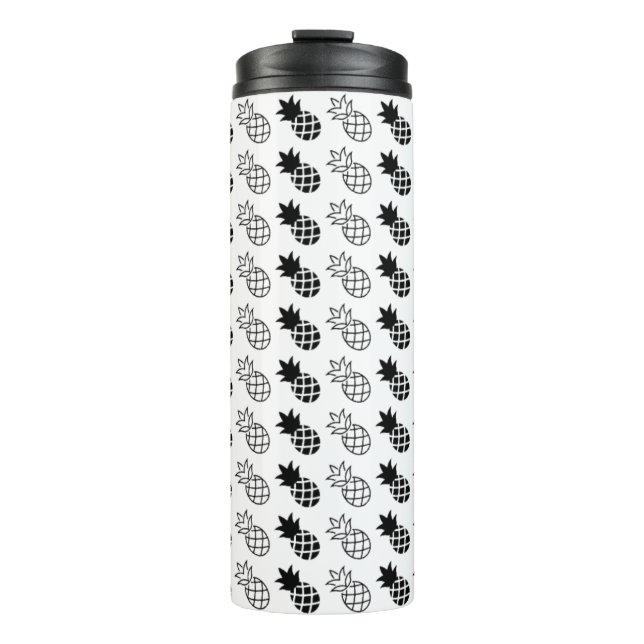 Termo diseño de piña en blanco y negro (Anverso)
