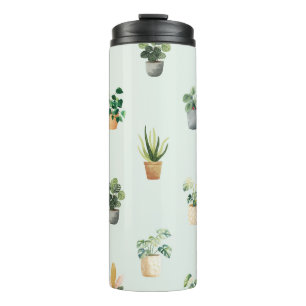Termo Diseño de plantas de interior botánico con patrón