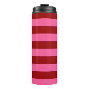 Termo Diseño de rayas rojas granate rosadas