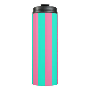 Termo Diseño de rayas verdes menta rosadas