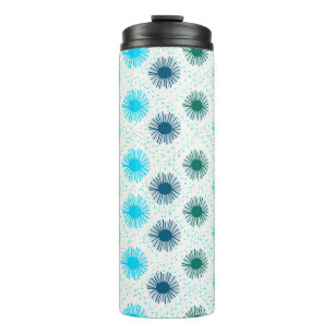 Termo Diseño de Sunburst de medio siglo en tonos azules