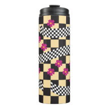 Diseño de tablero de ajedrez retro con flores