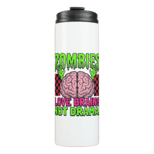 Termo Diseño de terror vintage Cerebros de amor zombie n