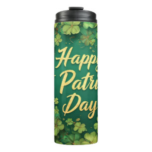 Termo Diseño de trébol del día feliz de San Patricio