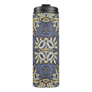 Termo Diseño de Tulipán y Sauce Azul y Dorado de William