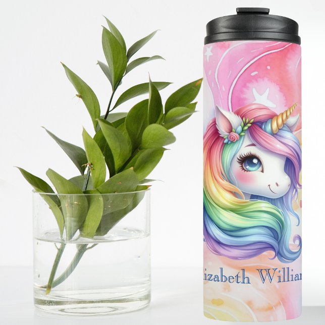 Termo Diseño de unicornio arcoiris con nombre personaliz (Subido por el creador)