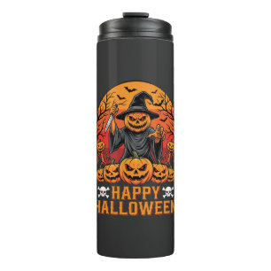 Termo Diseño de vector de bruja de calabaza espeluznante