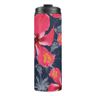 Termo Diseño de verano de las flores tropicales de Hibis