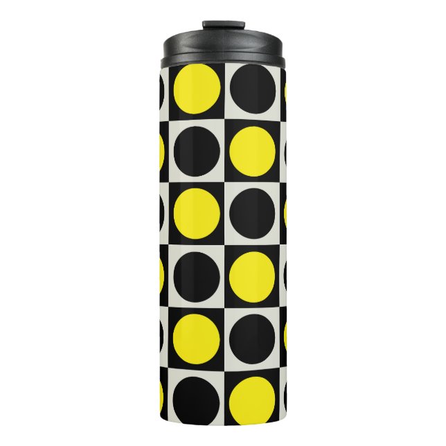 Termo Diseño del patrón de puntos negros amarillos (Anverso)