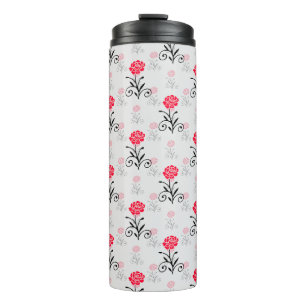 Termo Diseño del patrón de trazos de flores rojas