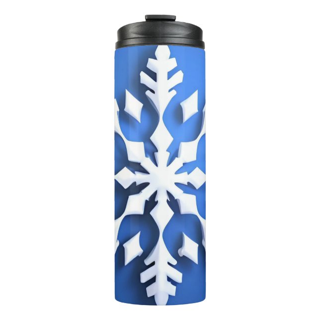 Termo Diseño Detallado de Copo de Nieve Blanco (Anverso)