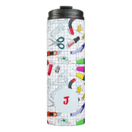 Termo Diseño divertido con material escolar. Inicial per