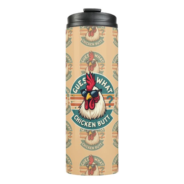 Termo Diseño divertido de broma de pollo retro (Anverso)