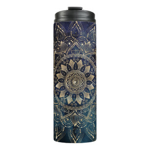 Termo Diseño elegante Gold Mandala Blue Galaxy
