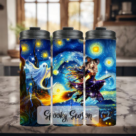 Termo Diseño embrujado de Halloween de Noche Estrellada