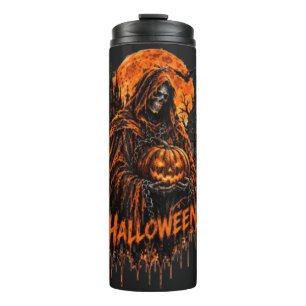 Termo Diseño espeluznante gótico de calabaza de la Muert