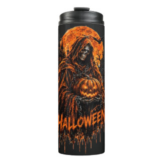 Termo Diseño espeluznante gótico de calabaza de la Muert