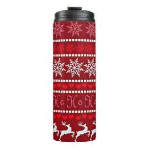 Termo Diseño festivo de copos de nieve y renos