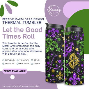 Termo Diseño Festivo de Mardi Gras Taza Térmica