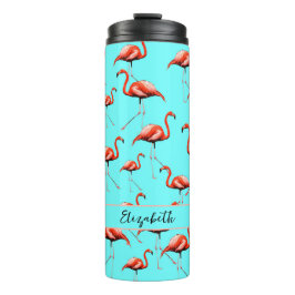Termo Diseño Flamingo Rosa Nombre personalizado Animales