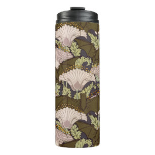 Termo Diseño Floral Art Nouveau Antiguo de Murciélago y