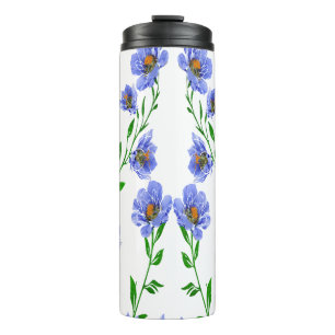 Termo Diseño floral azul bonito
