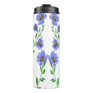 Termo Diseño floral azul bonito