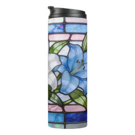 Termo Diseño floral de lirio de vidrio teñido elegante e