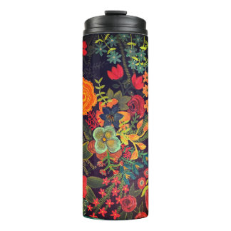 Termo Diseño floral de pintura acrílica boho